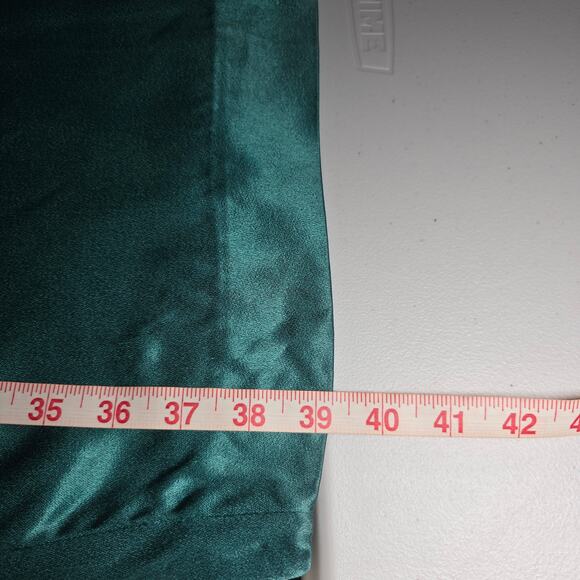 VTG 80's/90's Green Satin Dress Women 4 Pleated Bodice Open Back Prom Formal USA - Picture 11 of 11